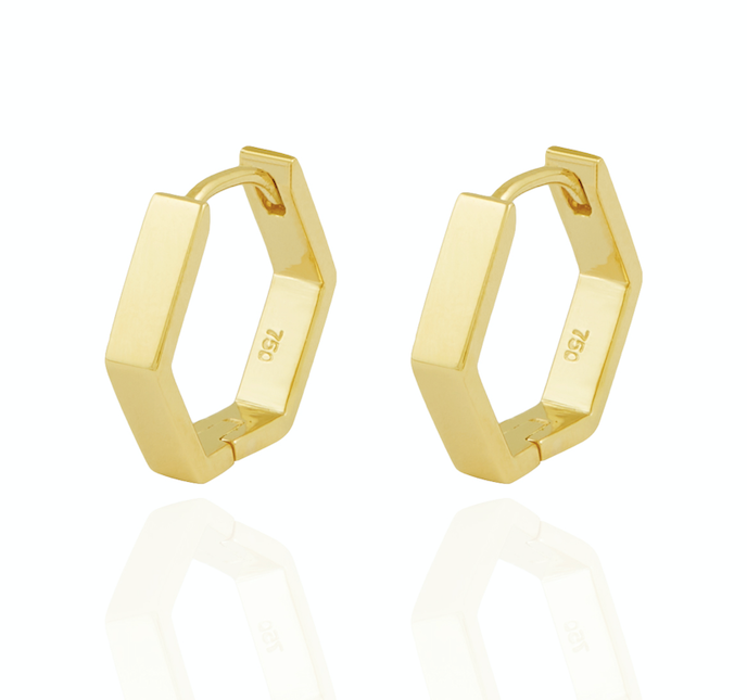 Gold on sale hexagon earrings