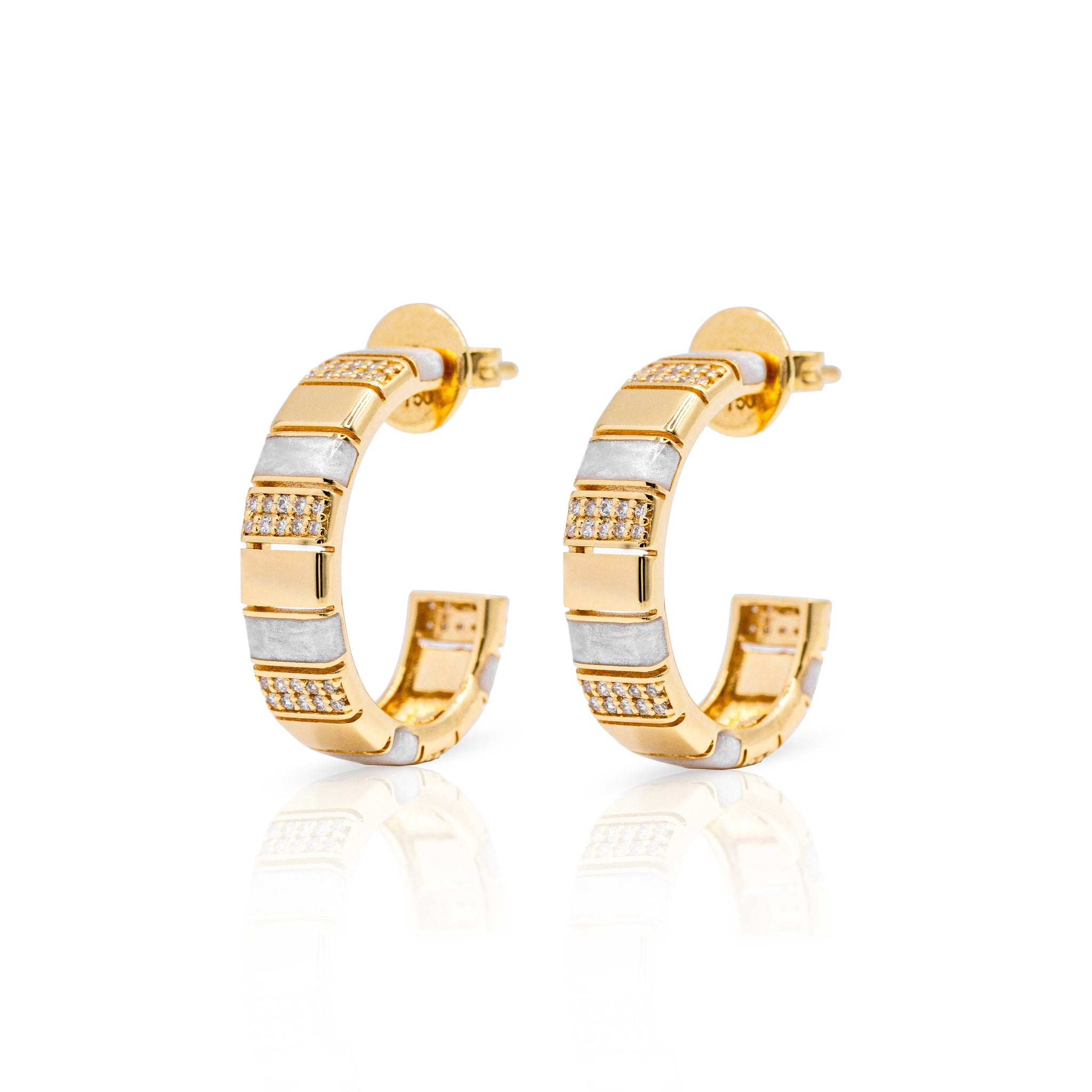 Radiance Diamond & White Enamel Earrings (PAIR)