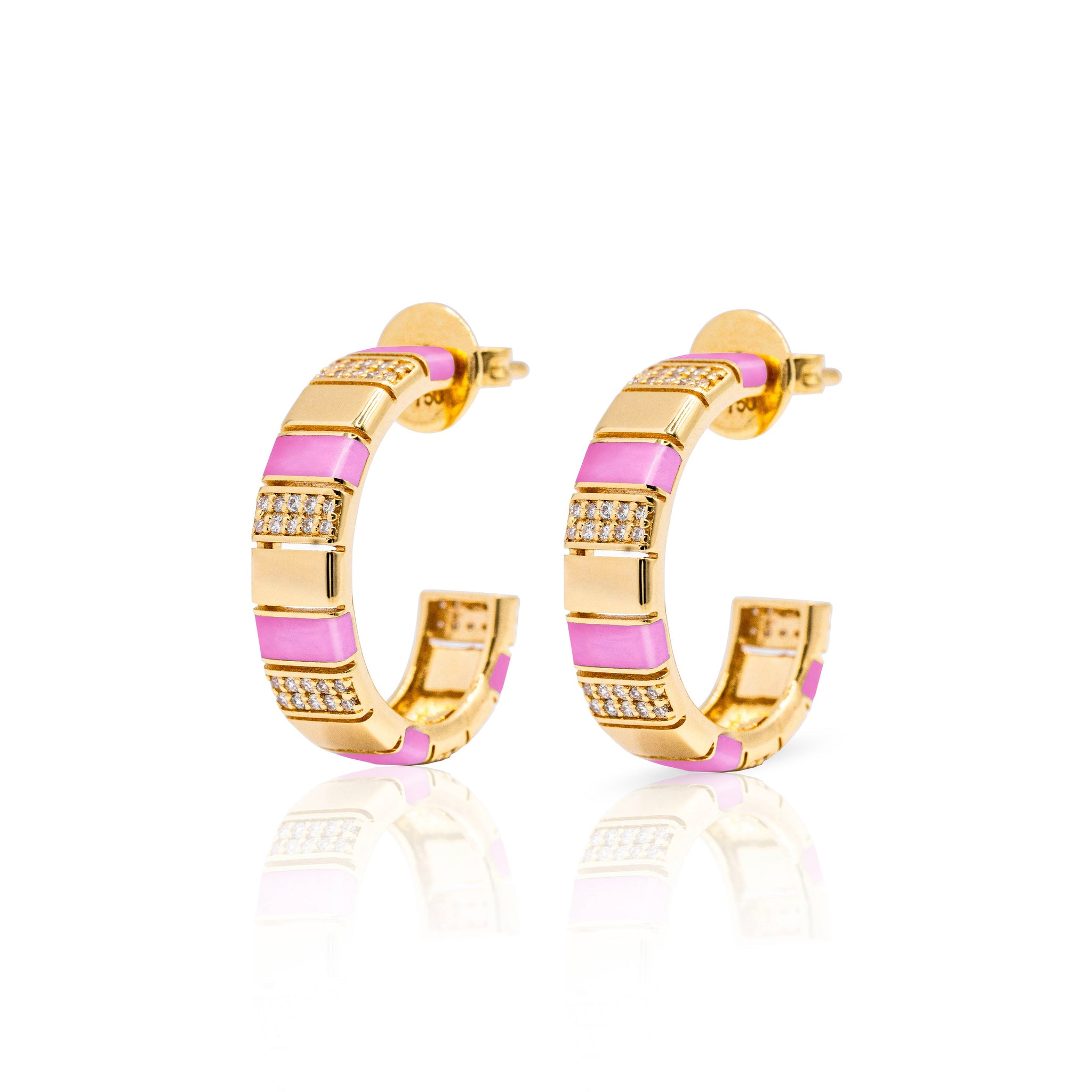 Radiance Diamond & Pink Enamel Earrings (PAIR)