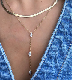 Lab Grown Diamond - Marquise Drops Necklace