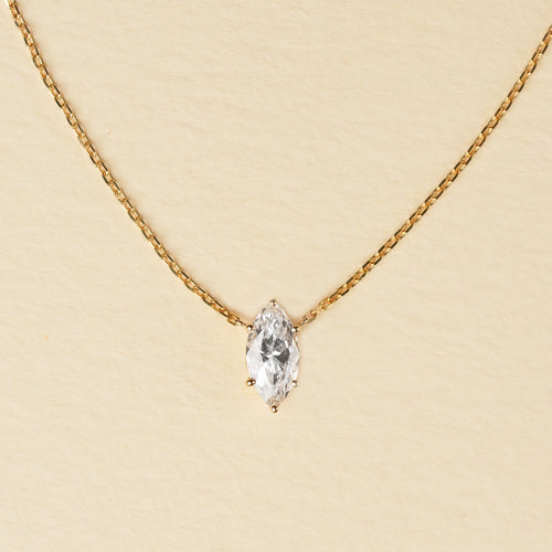 Lab Grown Diamond - Marquise Solitaire Necklace