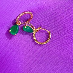 Emerald Pear Hoops from Fabula Jewels