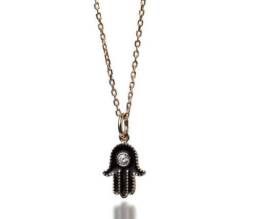 White Enamel Hamsa Necklace