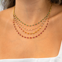 Confetti Emerald Necklace with multi colours - Fabula Jewels Store