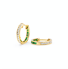 Emerald & Diamond Orbit Hoops (Pair)