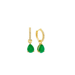 Emerald Pear Hoops