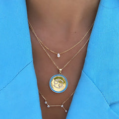 Zodiac Enamel Coin Necklace