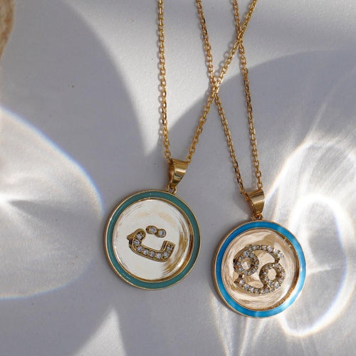 Fabula Zodiac Enamel Coin Necklace