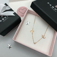 Two Letter with Diamonds Necklace