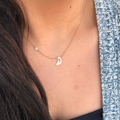 Gold Initial with a Diamond Necklace