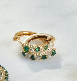 Emerald & Diamond Hoops (pair)