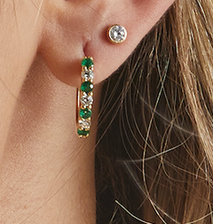 Emerald & Diamond Hoops (pair)