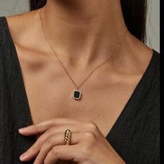 Black Onyx with Diamonds Necklace