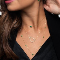 Fabula Jewels Emerald Baguette Diamond Necklace