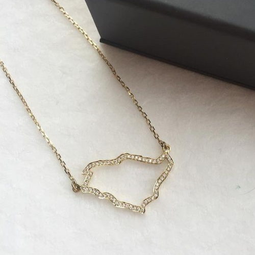 Diamond Hometown Map Necklace from Fabula 